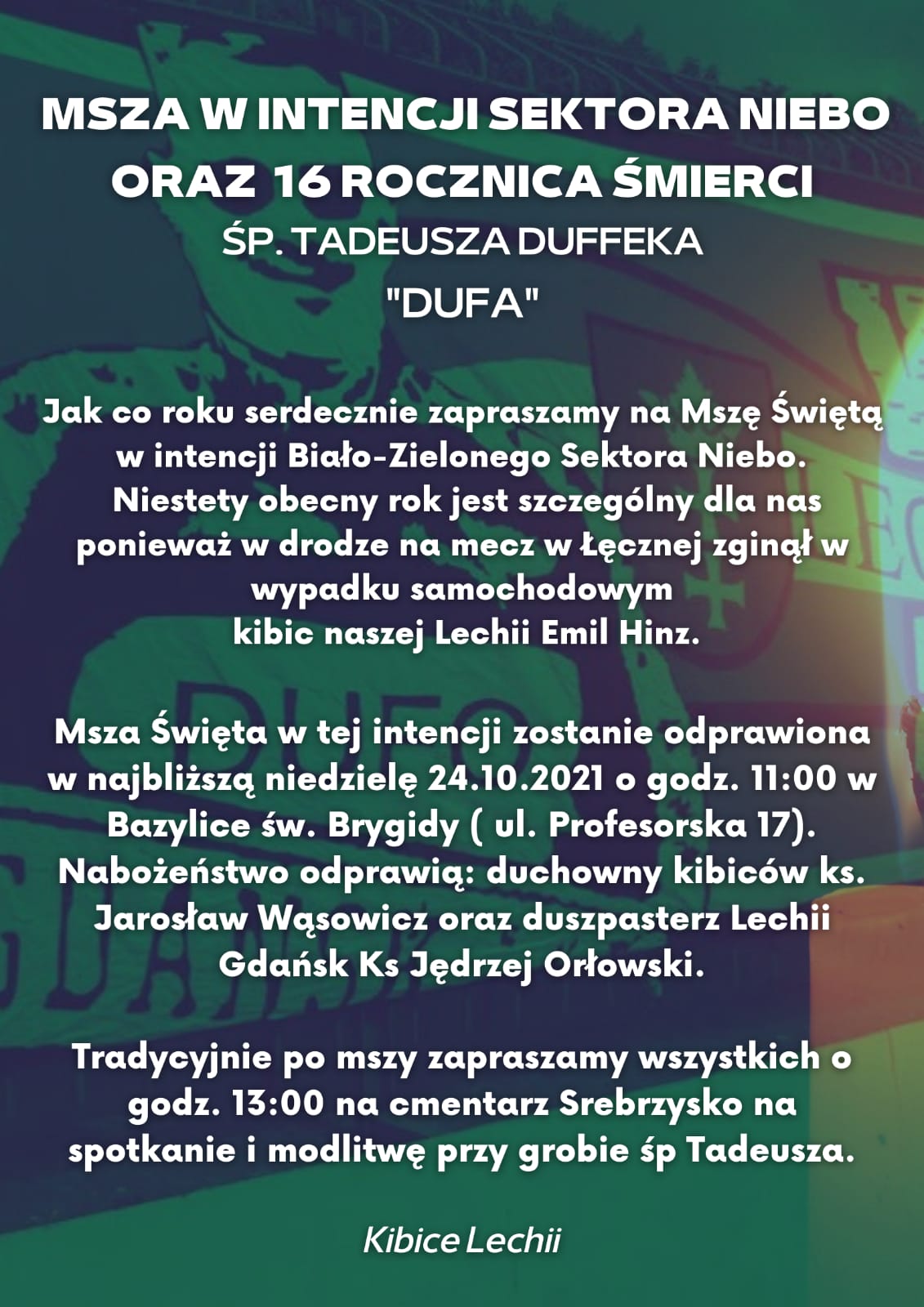 Msza w intencji Sektora Niebo oraz rocznica śmierci śp. Tadeusz Duffeka