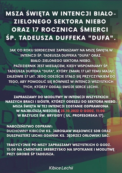 Msza i rocznica śmierci "Dufa"