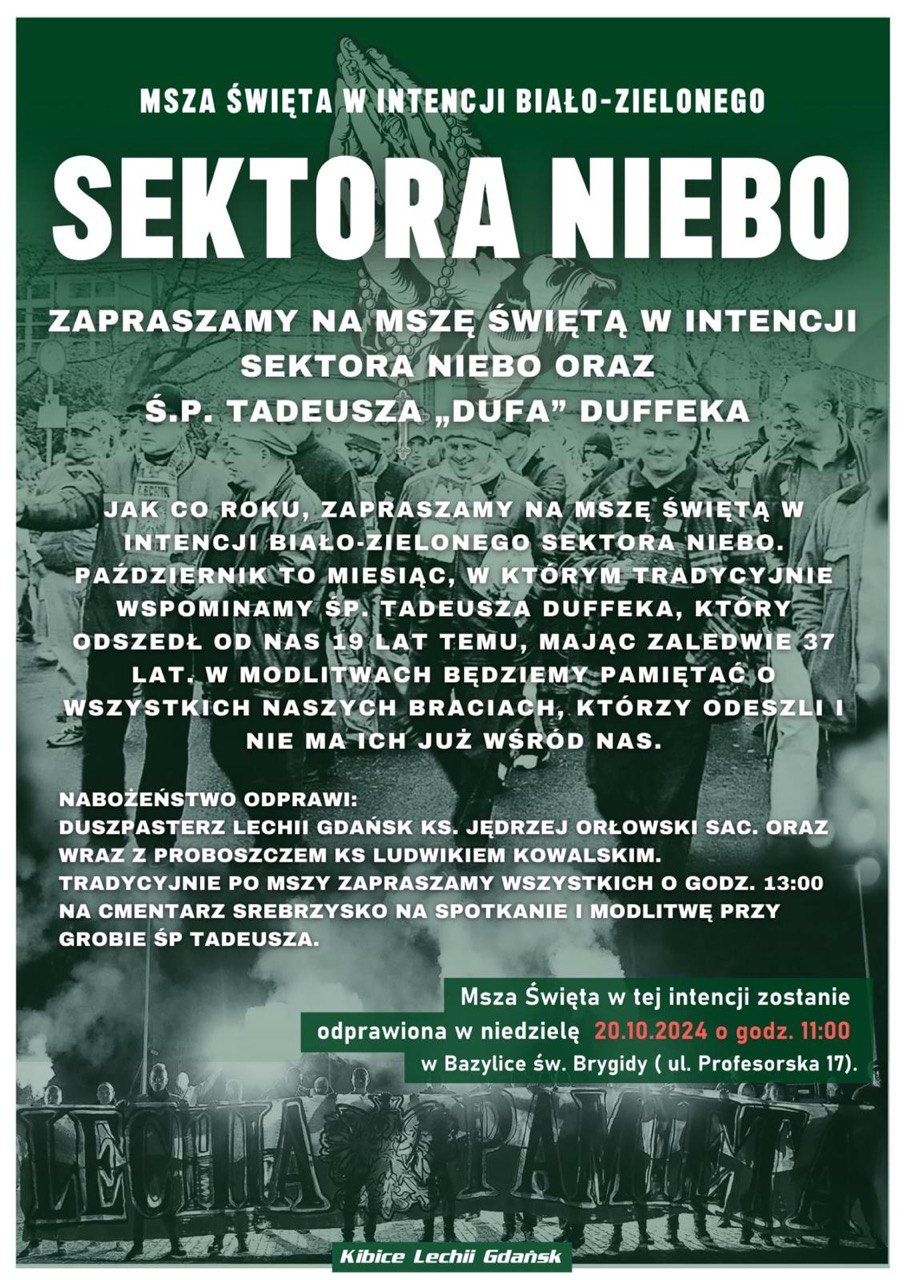 Msza święta w intencji Biało-Zielonego sektora niebo!