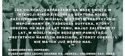 Msza święta w intencji Biało-Zielonego sektora niebo!