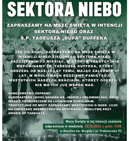 Msza święta w intencji Biało-Zielonego sektora niebo!