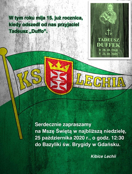 15 Rocznica śmierci Duffa, msza w intencji sektora Niebo